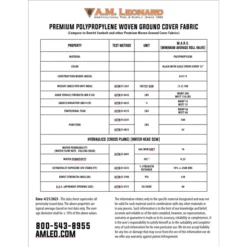 3.2oz Premium Woven Ground Cover 10ft (Folded) X 300ft 11 3.2oz Premium Woven Ground Cover 10ft (Folded) X 300ft -Outdoor Garden Store gc103 spec sheet